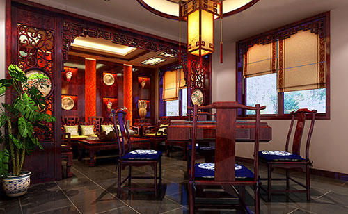 旅顺口古典中式风格茶楼包间设计装修效果图